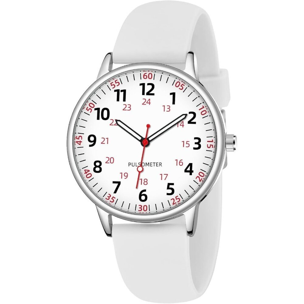 Women's White Waterproof Analog Silicone Stylish Second Hand Buckle Wrist Watch